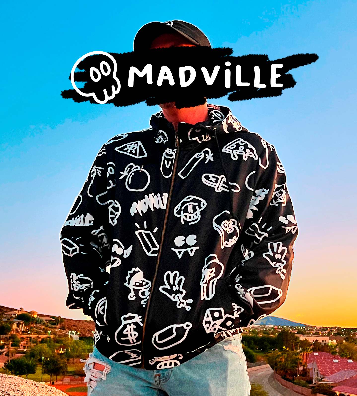 MADVILLE CO. ALL OVER PRINT ZIP HOODIE